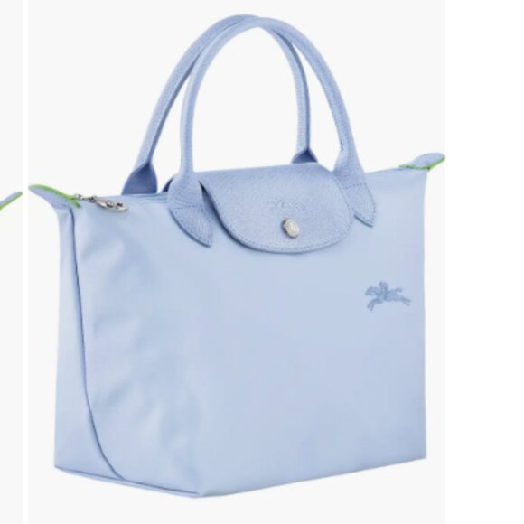 Longchamp Small Le Pliage Green Recycled Canvas Top Handle Bag, SKY BLUE, - Picture 2 of 8